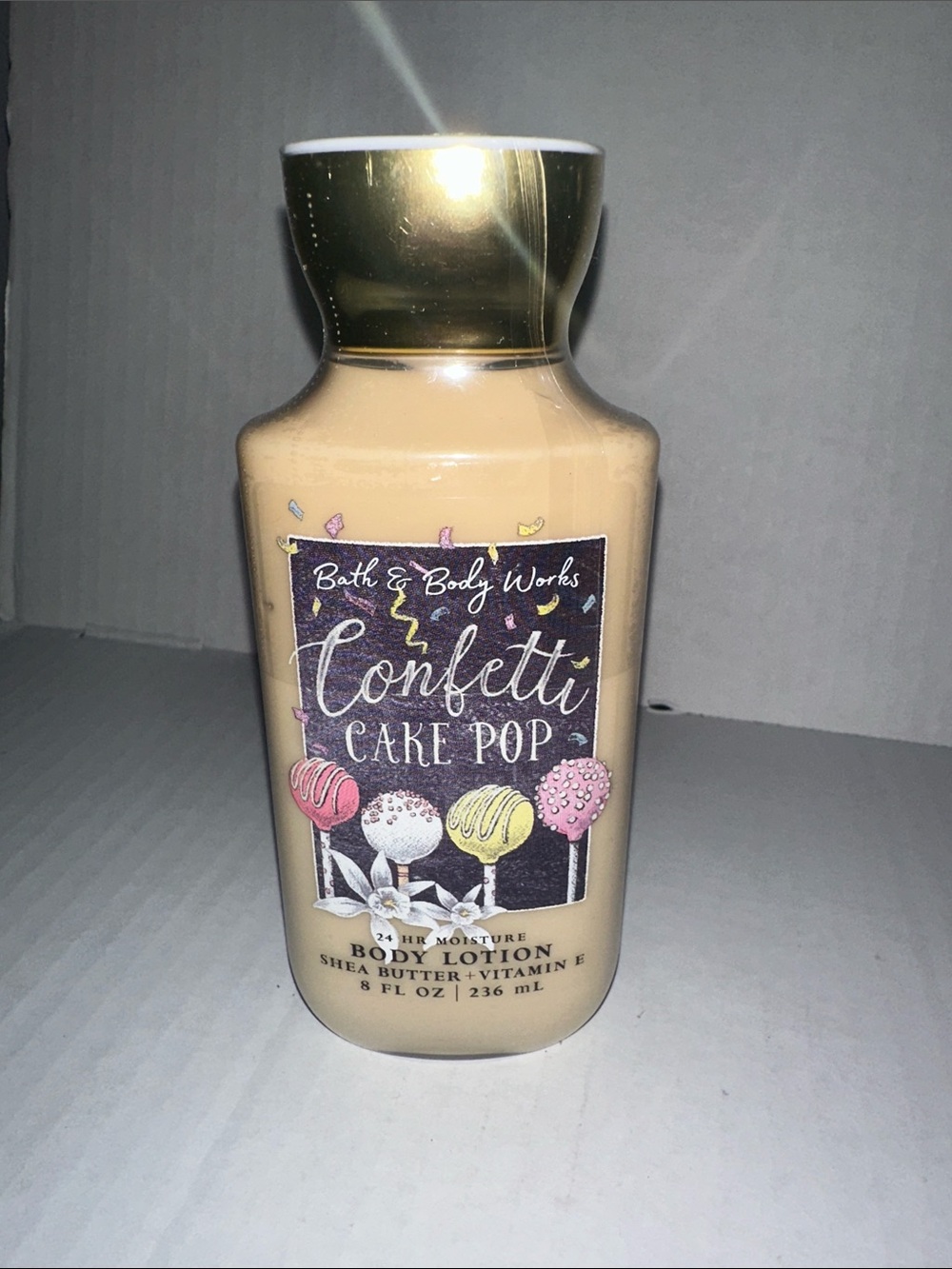 Bath & Body Works Confetti Cake Pop Lotion - Cream & Gold Accents